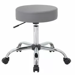 Boss Office Products Boss Caressoft Armless Anticrobial Medical Stool, Gray (B240-GY)