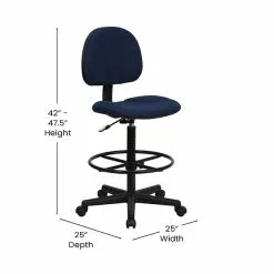 Flash Furniture Mid Back Fabric Ergonomic Drafting Stool, Navy Blue (BT659NVY) -Office Chairs Sale 54EECCFF 54DB 4B89 A114117AD1039AFA s7