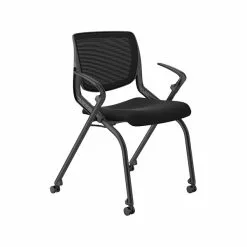 HON® HON Motivate Fabric Office Stacking & Nesting Chair, Onyx/Black (HMN2.F.S.IM.ON.CU10.BLCK)
