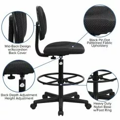 Flash Furniture Mid Back Fabric Ergonomic Drafting Stool, Black -Office Chairs Sale 8BFAC20F 864A 4AF3 90E15723DCDF7586 s7