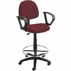 Boss Office Products Boss Deluxe Posture Fabric Drafting Stool With Swivel Base, Burgundy (B1617-BY)