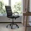 Flash Furniture Whitney Ergonomic LeatherSoft Swivel Mid-Back Executive Office Chair, Black/Black (GO2286MBKBK)
