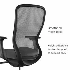 Union & Scale™ Workplace2.0™ Ergonomic Ayalon Mesh Back Fabric Task Chair, Black/Gray (UN59409)