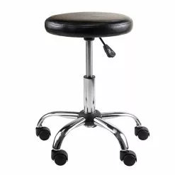Winsome Cushion Seat Swivel Stool, 22", Black And Chrome (93720)