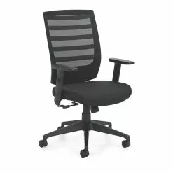 Global Offices To Go™ High-Back Mesh Fabric Management Chair, Black, Adjustable Arms (OTG11920B)