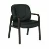 Offices To Go™ Luxhide Guest Chair With Wood Accents, Black (OTG11770BES)