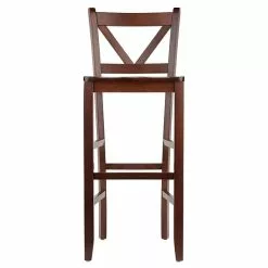 Winsome V-Back 29" Bar Stools, Walnut, Set Of 2 (94259)