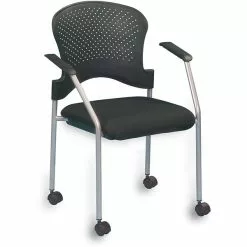 Raynor Eurotech Fabric Seat Breeze 4 Leg Side Chair, With Caster, Grey, 2/Carton