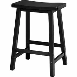 Winsome 24" Wood Saddle Seat Stool, Black