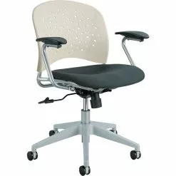 Safco Rêve Series Task Chair, Round Plastic Back, Polyester Seat, Black Seat/Latte