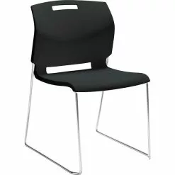 Global Popcorn™ Plastic Stack Chair Without Arms, Asphalt Black, 4/Ct (TD6711-BLK)