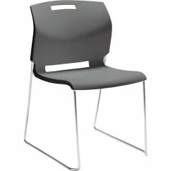 Global Popcorn™ Plastic Stack Chair Without Arms, Platinum,, 4/Ct (TD6711-PLT)