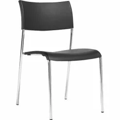 Global Offices To Go® Armless Stack Chair, Plastic, Black, Seat: 16.5"Wx16"D, Back: 17.5"Wx14.5"H, 4/CT