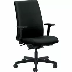 HON® HON Ignition Mid-Back Task Chair With Adjustable Arms With Pivot, Fabric, Black, Seat: 20"W X 19"D, Back: 18 1/2"W X 24"H