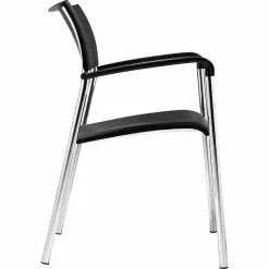 Offices To Go® Stack Chair, Plastic, Black, Seat: 16 1/2"W X 16"D, Back: 17 1/2"W X 14 1/2"H, 4/Ct