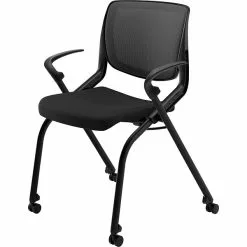 HON® HON Motivate Ilira Stretch/Fabric Nesting Stacking Chair, Fixed Arms, Onyx Shell, Black -Office Chairs Sale s0935704 s7