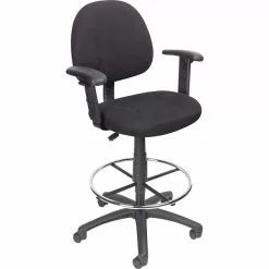 Boss Office Products Boss® Drafting Stool W/ Adjustable Arms And Footring; Black