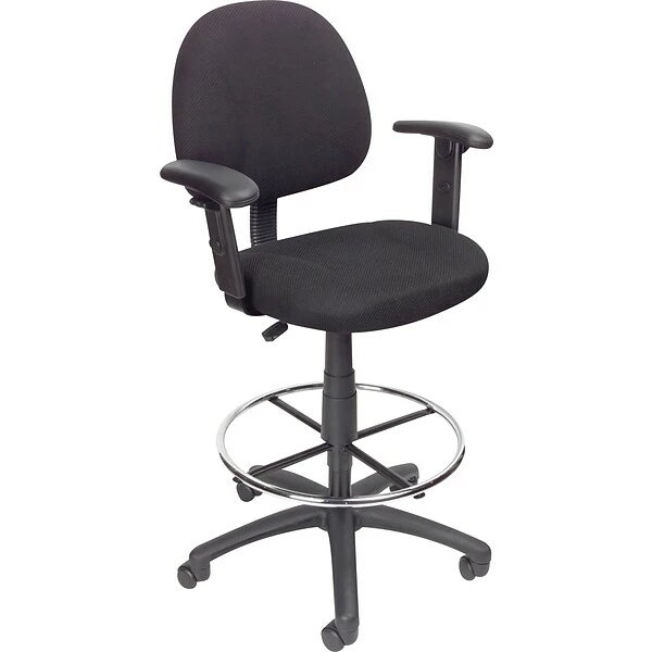 Boss Office Products Boss® Drafting Stool W/ Adjustable Arms And Footring; Black 1 Boss Office Products Boss® Drafting Stool W/ Adjustable Arms And Footring; Black