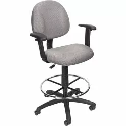 Boss Office Products Boss® Drafting Stool W/ Adjustable Arms And Footring; Gray