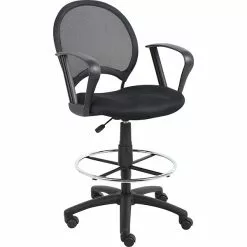 Boss Office Products Boss® Mesh Drafting Stool W/ Loop Arms; Black