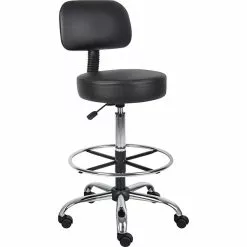 Boss Office Products Boss® CareSoft Medical/Drafting Stool With Back Cushion; Black