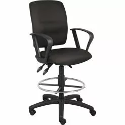 Boss Office Products Boss® Multi-Function Fabric Drafting Stool W/ Loop Arms; Black