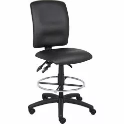 Boss Office Products Boss® Multi-Function LeatherPlus Drafting Stool; Black