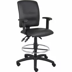 Boss Office Products Boss® Multi-Function LeatherPlus Drafting Stool With Adjustable Arms