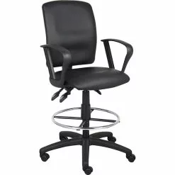Boss Office Products Boss® Multi-Function LeatherPlus Drafting Stool W/ Loop Arms