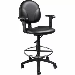 Boss Office Products Boss Black Caressoft Drafting Stools W/Adj Arms & Footring