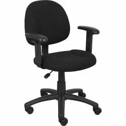Boss Office Products Boss Perfect Posture Deluxe Office Task Chair With Adjustable Arms, Black (B316-BK)