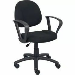 Boss Office Products Boss Perfect Posture Deluxe Office Task Chair With Loop Arms, Black (B317-BK)