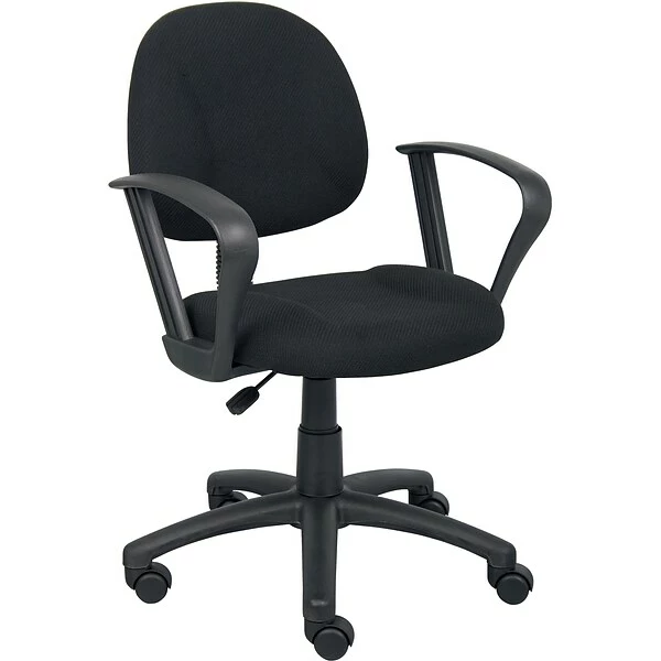 Boss Office Products Boss Perfect Posture Deluxe Office Task Chair With Loop Arms, Black (B317-BK) 1 Boss Office Products Boss Perfect Posture Deluxe Office Task Chair With Loop Arms, Black (B317-BK)