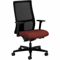 HON® HON Ignition Mid-Back Mesh Task Chair, Synchro-Tilt, Back Angle, Adj Arms, Fabric, Ruby, 20.0"W X 17.0"D, 19.0"W X 24.0"H