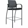 HON® HON Ignition Ilira-Stretch Mesh/Fabric Cafe-Height 4-Leg Stool, Fixed Arms, Black