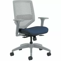HON® HON Solve Titanium ReActiv Back Fabric/Mesh Mid-Back Task Chair, Midnight Seat Fabric (HONSVR1AILC90TK)