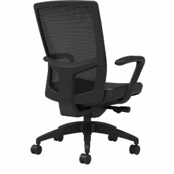 Union & Scale Workplace2.0™ Vinyl Task Chair, Black, Integrated Lumbar, Fixed Arms, Advanced Synchro Tilt
