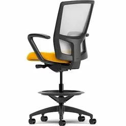 Union & Scale Workplace2.0™ Fabric And Mesh Stool, Goldenrod, Integrated Lumbar, Fixed Arms, Synchro
