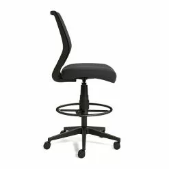 Union & Scale Essentials™ Mesh Back Fabric Drafting Stool, Black (UN59386)