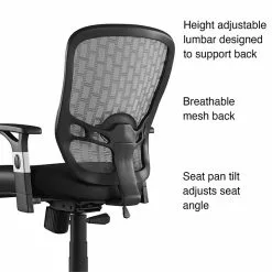 Quill Brand® Corvair Mesh Back Luxura Faux Leather Computer And Desk Chair, Black (23097)