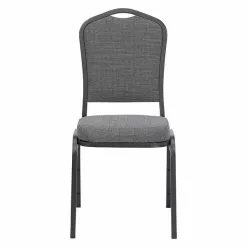 National Public Seating NPS 9300 Series Deluxe Fabric Upholstered Stack Chair, Natural Graystone/Black Sandtex, 4 Pack (9362-BT/4)