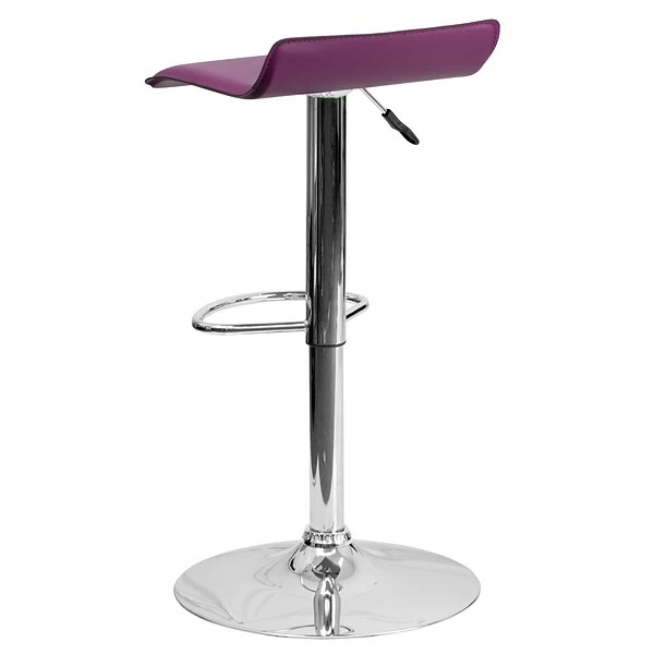 Belnick Flash Furniture 15" X 15" Vinyl Adjustable Height Bar Stool W/Chrome Base, Purple 4 Belnick Flash Furniture 15" X 15" Vinyl Adjustable Height Bar Stool W/Chrome Base, Purple - Image 4
