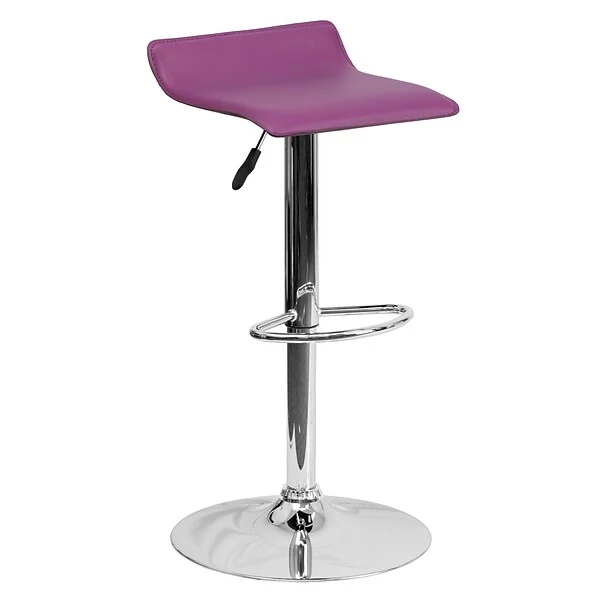 Belnick Flash Furniture 15" X 15" Vinyl Adjustable Height Bar Stool W/Chrome Base, Purple 5 Belnick Flash Furniture 15" X 15" Vinyl Adjustable Height Bar Stool W/Chrome Base, Purple - Image 5