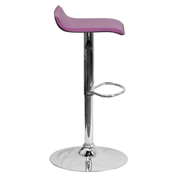Belnick Flash Furniture 15" X 15" Vinyl Adjustable Height Bar Stool W/Chrome Base, Purple 6 Belnick Flash Furniture 15" X 15" Vinyl Adjustable Height Bar Stool W/Chrome Base, Purple - Image 6