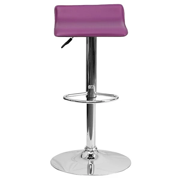 Belnick Flash Furniture 15" X 15" Vinyl Adjustable Height Bar Stool W/Chrome Base, Purple 7 Belnick Flash Furniture 15" X 15" Vinyl Adjustable Height Bar Stool W/Chrome Base, Purple - Image 7