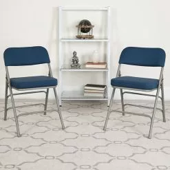 Flash Furniture HERCULES Series Fabric Folding Chair, Navy, 2/Pack (2AWMC320AFNVY)
