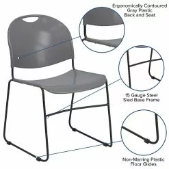 Flash Furniture Hercules Series Plastic Stack Chair, Gray (RUT188GY) -Office Chairs Sale sp112222162 s7