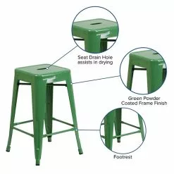 Flash Furniture Industrial Metal Restaurant Counter Height Stool, Green (CH3132024GN) -Office Chairs Sale sp112224915 s7