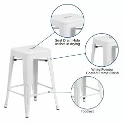 Flash Furniture Industrial Metal Restaurant Counter Height Stool, White (CH3132024WH) -Office Chairs Sale sp116164255 s7