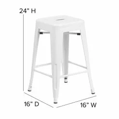 Flash Furniture Industrial Metal Restaurant Counter Height Stool, White (CH3132024WH) -Office Chairs Sale sp116164256 s7